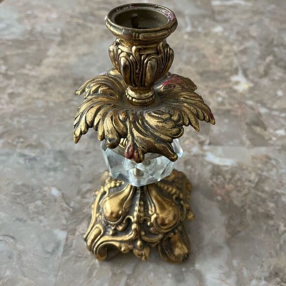 Beautiful vintage bras and glass candleholder stick; elegant and classy, 7 x 4” - Picture 1 of 6